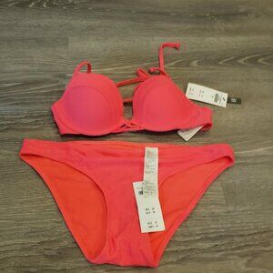 Abercrombie & Fitch neon pink bikini top and bottom
